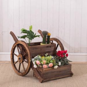 フラワーカートハーフバレルワゴン,プランター木製 - Product Image 3