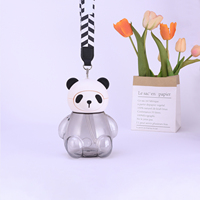 Bouteille d'eau Tritan pour enfants en forme d'ours et de lapin, anti-fuite, avec paille rabattable et sangle réglable pour étudiants et activités de plein air