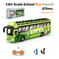 Bus scolaire télécommandé 27 MHz 1:64 5 canaux avec lumières, voiture télécommandée pour enfants, jouet de bus électrique télécommandé pour enfants