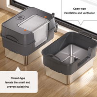 Bac à litière pour chat en acier inoxydable, design ouvert, anti-odeurs, anti-éclaboussures, facile à nettoyer, surdimensionné