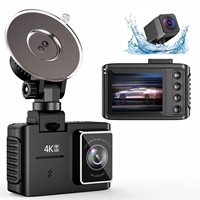 Caméra de tableau de bord 4K+1080P double objectif avant et arrière 2 pouces avec Wi-Fi 5G, enregistreur de conduite avec capteur G et enregistreur GPS en option