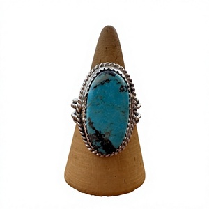 Handcrafted Oval Kingman <b>Turquoise</b> <b>Ring</b> Sterling Silver Southwestern Boho Statement Jewelry Artisan Gemstone Gift for Her - Product Image 1