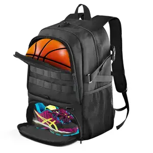 Mochila de basquete durável personalizada grande sacola esportiva com suporte de bola separado e compartimento para sapatos para adultos