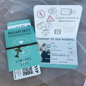 Lá Bìa mời in ảnh khác nhau Tên hộ chiếu lên máy bay vượt qua Cảm ơn bạn thẻ cho khách hộ chiếu lời mời đám cưới - Product Image 1