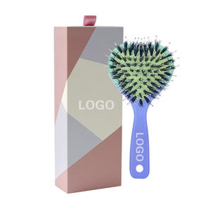 도매 하트 모양의 헤어 브러시 15.5x7.5cm 미니 쿠션 헤어 브러시 멧돼지 + 나일론 강모 휴대용 마사지 헤어 브러시 - Product Image 4