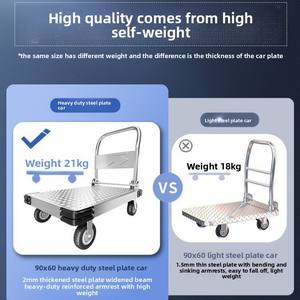 गोदाम के उपयोग के लिए औद्योगिक भारी शुल्क चार पहिया फोल्डेबल स्टेनलेस स्टील फ्लैटबेड ट्रॉली कार्गो ट्रेलर - Product Image 3