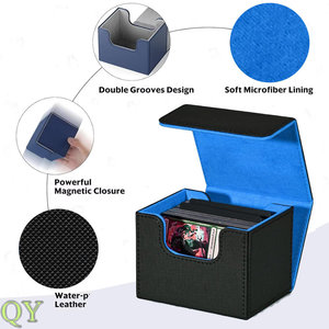 YY กล่องแม่เหล็กหนัง PU ความจุ100 + กล่องเก็บการ์ดแบบพกพาสำหรับนักสะสม - Product Image 4