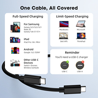 Kabel USB C ke Type C Portabel Pendek 0.2m 0.3m 0.5m 60W PD Pengisian Cepat untuk Mobil, Perjalanan, dan Power Bank