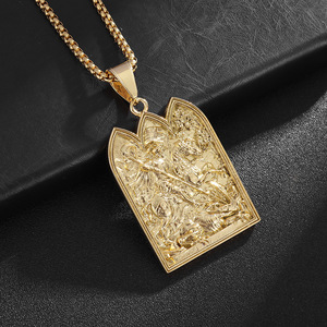 Juego de Collar con Colgante de Medallón de Caballero Templario, Escudo de Casco, Joyería Masónica Vintage de Acero Inoxidable de Alta Calidad para Hombre - Product Image 4