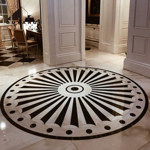 QUYANG casa moderna Hotel Hall pietra di lusso Nero Marquino pavimento in marmo a getto d'acqua medaglioni decorazioni per la casa - Product Image 1