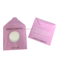 Caja de cartón con ventana redonda y tarjeta insertable, reciclable, con revestimiento brillante, para maquillaje, colorete, polvos y cosméticos, tipo sobre.
