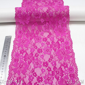 Bright Rose Red Ren Đàn Hồi Ren Cao Stretch Flower Ren 23Cm Rộng Spandex Vải Cho Áo Ngực - Product Image 3