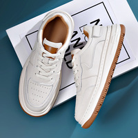 Baskets décontractées pour hommes en cuir véritable, blanches, résistantes à l'usure, à lacets, collection Printemps 2026, toutes saisons