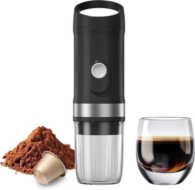 Portable Semi-Automatic French Press Coffee Maker with USB & Battery Power for Home & Travel Use