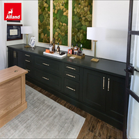 Ensemble de rangement de luxe Alland Tall Base Storage, meuble mural en bois, armoire de bureau avec bibliothèque intégrée, armoire à échelle roulante
