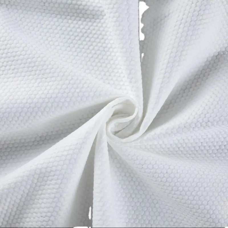 सफेद माइक्रोफाइबर गैर बुना सफाई अवशोषक कपड़ा कार्बनिक सूती गीला स्पनलेस गैर बुना कपड़ा