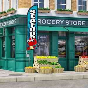 2.5*11.5 FT SEAFOOD High Quality Custom Feather <b>Flags</b> Beach <b>Flag</b> for Beach Party and Advertising Promotions - Product Image 4