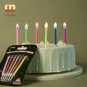 Vela colorida para bolo de aniversário e casamento, bastão de algodão para festas de aniversário, cor de cera de parafina, fabricado em fábrica