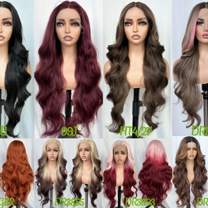 Parrucca in Capelli Sintetici Rosso Rame con Splendida Radice Nera Balayage, Lunghezza 18 Pollici, per Donne - Product Image 5
