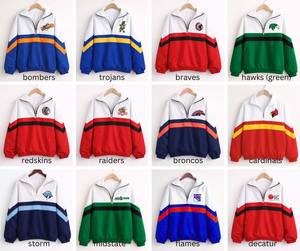 เสื้อกันลมแบบกำหนดเอง ลายทางโลโก้แม่ลูก สีน้ำเงิน แขนยาว ซิป ¼ ตัว ไซส์ S-5XL, 2/3T-Youth XL - Product Image 2