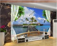 Papier peint Kampala Stéréo Océan Vue Mer Salon Lobby Papier peint amovible 3d Papier peint Chambre à coucher