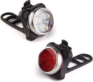 Luz Delantera para Bicicleta Recargable por USB, ABS, Blanca, para Exteriores, Resistente al Agua IPX4, 4 Modos, Juego de Luces LED Traseras Rojas para Bicicleta - Product Image 1