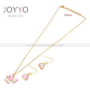 <span class=keywords><strong>Fantaisie</strong></span> En Acier Inoxydable Femmes Bijoux CZ Zircon Boucles D'oreilles 18k Chaîne En Or Cristal Femmes Pendentif Colliers - Product Image 5