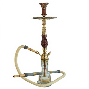 Chicha égyptienne Khalil Mamoon Shika Avatar en laiton et bois – Ensemble de chicha égyptienne de 60 cm avec base cloche de Caire - Product Image 1