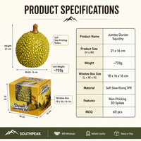 Jouet Squishy Géant Durian Southpeak, Jouets Sensoriels Anti-Stress en TPR Souple, Squishy à Remontée Lente avec Picots Doux, Vente en Gros OEM