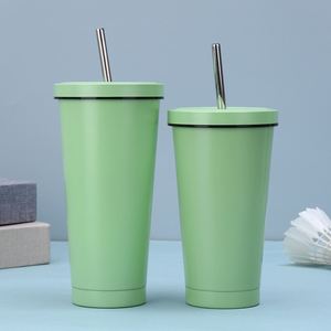 Taza de café al por mayor personalizada de acero inoxidable de doble pared con aislamiento al vacío de 750 ml con tapa y pajita metálica - Product Image 4