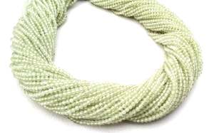 Piedras preciosas naturales de Prehnita verde, hilo largo de 13 pulgadas, microcuentas facetadas, fabricación de joyas, collar artesanal - Product Image 2