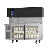 Máquina Comercial Inteligente y Automática de Acero Inoxidable para Preparar Té con Leche y Boba, con Mostrador Refrigerado