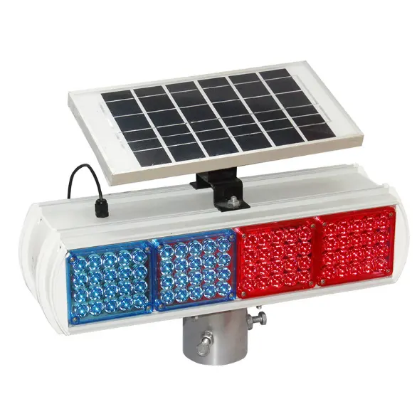 High quality solar Red and blue double flash LED traffic signal strobe light