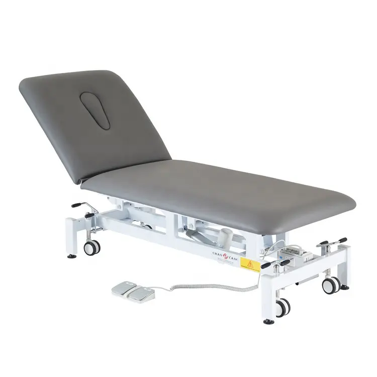 Camilla de fisioterapia de 2 secciones, mesa de terapia de tratamiento eléctrico, mesa de masaje portátil quiropráctica, sofá de examen de cama
