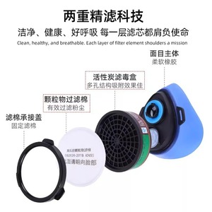 หน้ากากกันแก๊สซิลิโคน 330D แบบครึ่งหน้า ใช้ซ้ำได้ สำหรับสารเคมี สี ยาฆ่าแมลง ป้องกันฟอร์มาลดีไฮด์ - Product Image 2