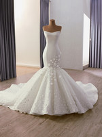 Robe de mariée sirène de luxe Ocstrade sans bretelles avec lacets, appliques florales 3D, traîne longue, robe de mariée sur mesure