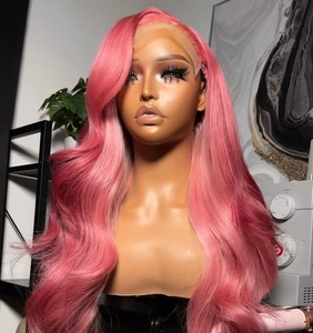 Parrucche Frontali in Pizzo 13x4 Senza Colla, <span class=keywords><strong>Capelli</strong></span> Umani Brasiliani, Densità 200%, Colore <span class=keywords><strong>Rosa</strong></span>, Pre-Plucked, Ondulate, per Donna - Product Image 2