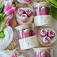 Bougies en cire de soja bio personnalisées, cadeaux promotionnels, souvenirs de luxe, bougies fleuries, bougies parfumées à la tulipe pour invités, mariage, maison