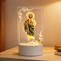 Lampe de nuit LED en acrylique 3D en gros, Jésus chrétien, Vierge Marie, mini lampe alimentée par USB, blanc chaud, décoration pour bébé, cadeau de faveur