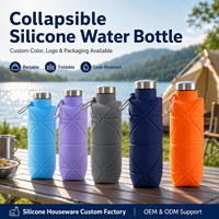 Bouteille d'eau de camping en silicone imperméable YMS, nouveau design, 700 ml, réutilisable, livrée avec une boucle d'alpinisme