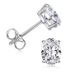 Pendientes de botón unisex de moda al por mayor, chapados en oro de 14k, con circonita cúbica de corte ovalado de 5*7mm, joyería diaria de tendencia. - Product Image 3