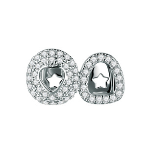 Grillz en forme de cœur or et argent avec micro-incrustation de zircone, bijoux unisexe pour Halloween - Product Image 5