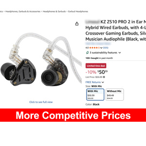 Écouteurs intra-auriculaires hybrides Fone <span class=keywords><strong>KZ</strong></span> <span class=keywords><strong>ZS10</strong></span> Pro 2 1DD+4BA avec 4 commutateurs de réglage, technologie de crossover 3 voies, écouteurs IEM HiFi - Product Image 2