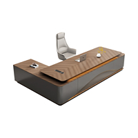Ensemble de bureau de direction en bois modulaire en forme de L moderne et luxueux