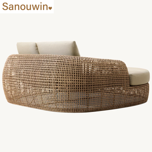 Cama <span class=keywords><strong>de</strong></span> Día con Estructura <span class=keywords><strong>de</strong></span> Aluminio y Asiento <span class=keywords><strong>de</strong></span> Ratán, Cojín Cómodo, Resistente a los Rayos UV y a la Intemperie, <span class=keywords><strong>Muebles</strong></span> <span class=keywords><strong>de</strong></span> Exterior Ecológicos y Duraderos para Jardines - Product Image 5