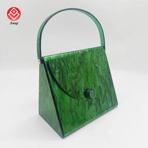 Amiqi الموضة الجديدة الفاخرة شكل مكعب اليشم الأخضر نمط الرخام الاكريليك حقيبة المساء مع المباراة - Product Image 1
