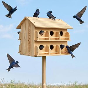 Nido de pájaros de madera para colgar al aire libre, hábitat para la cría de aves, caja decorativa para patio, comedero para pájaros - Product Image 3