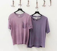 T-shirts personnalisés 100% coton délavé à l'acide, style vintage, à épaules tombantes, col rond, design délavé au soleil, effet usé, pour hommes