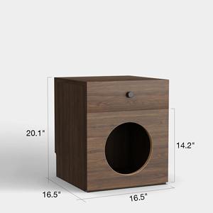 Table de chevet en bois marron rustique moderne avec tiroir de rangement pour maison de chat Meubles pour animaux de compagnie - Product Image 4