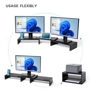 Support de moniteur en bois à longueur réglable et à angle pivotant avec support <span class=keywords><strong>pour</strong></span> smartphone Organisateur blanc <span class=keywords><strong>pour</strong></span> ordinateur <span class=keywords><strong>portable</strong></span> - Product Image 4